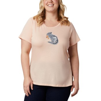 Columbia T-Shirt Dames, Hidden Lake Crew Plus Size Roze, 79IZYWMED